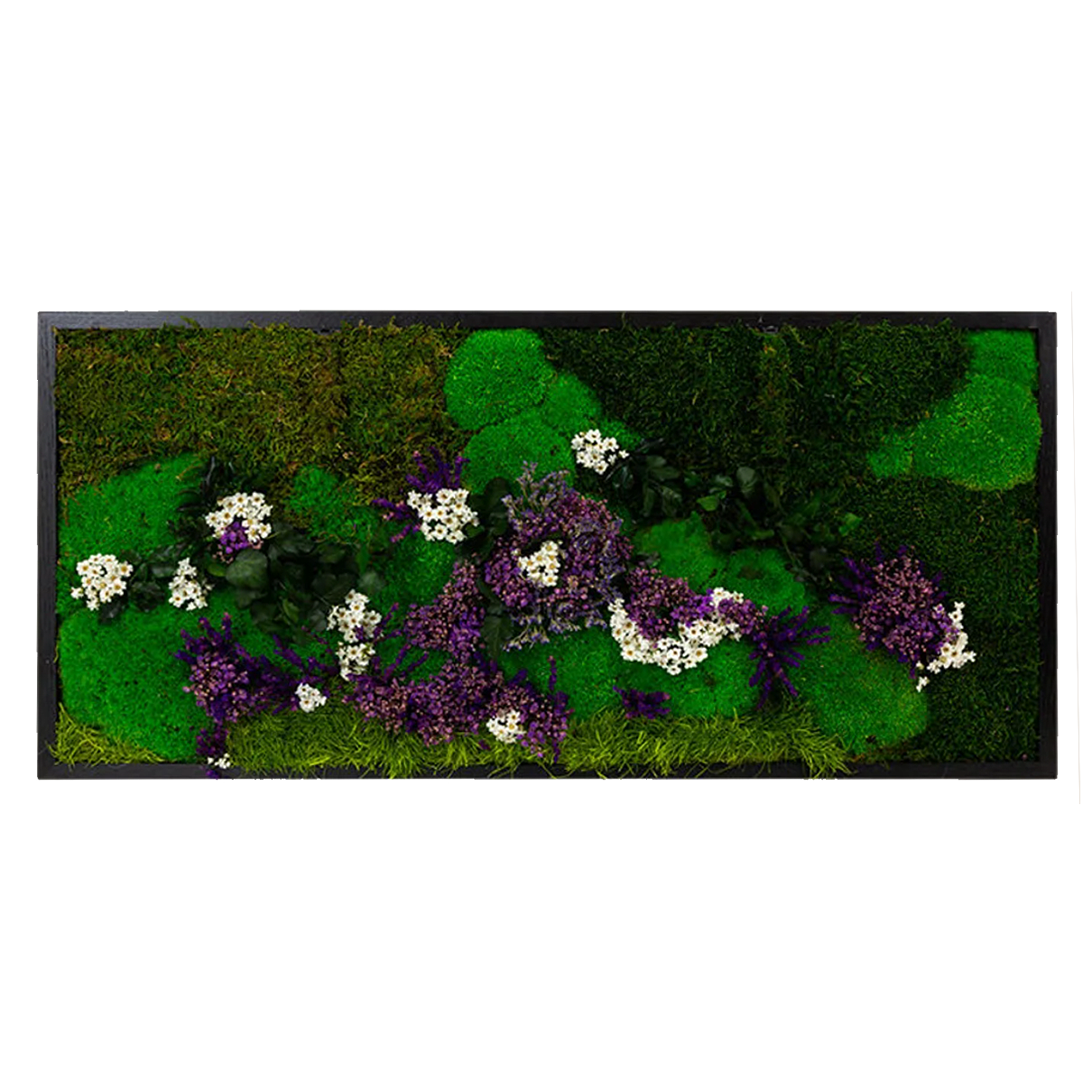 Moss + Purple Flower Wall Art with LED Light