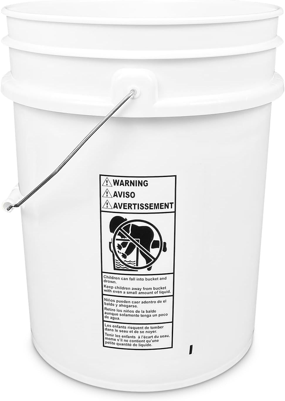 White 5-Gallon Bucket with Lid | Made in USA | Food Grade | Heavy-Duty Extra Durable Plastic Bucket | Multi-Use Food Grade Buckets with Lids | Easy Stack and Store | BPA Free | 6 Pack