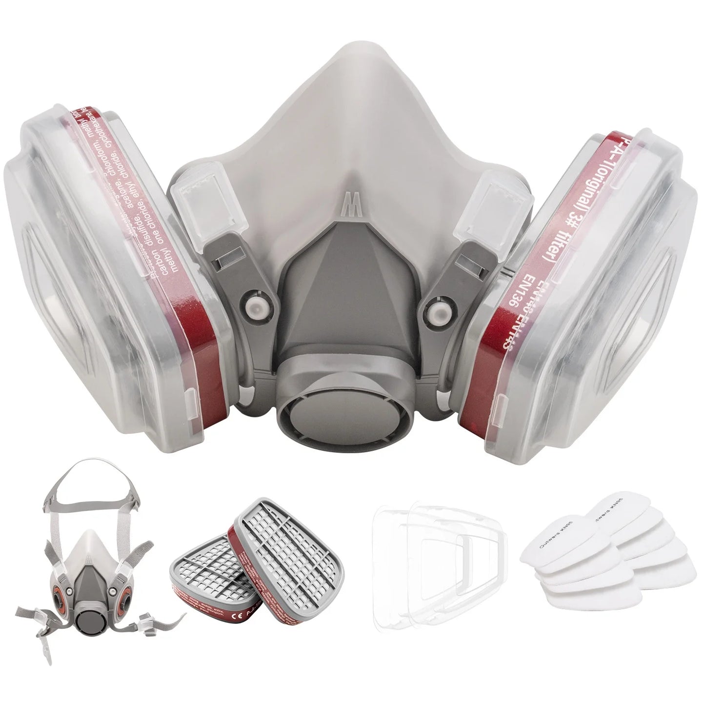 17 in 1 Half Face Gas Mask Facepiece Spray Painting Respirator Safety Suit 6200