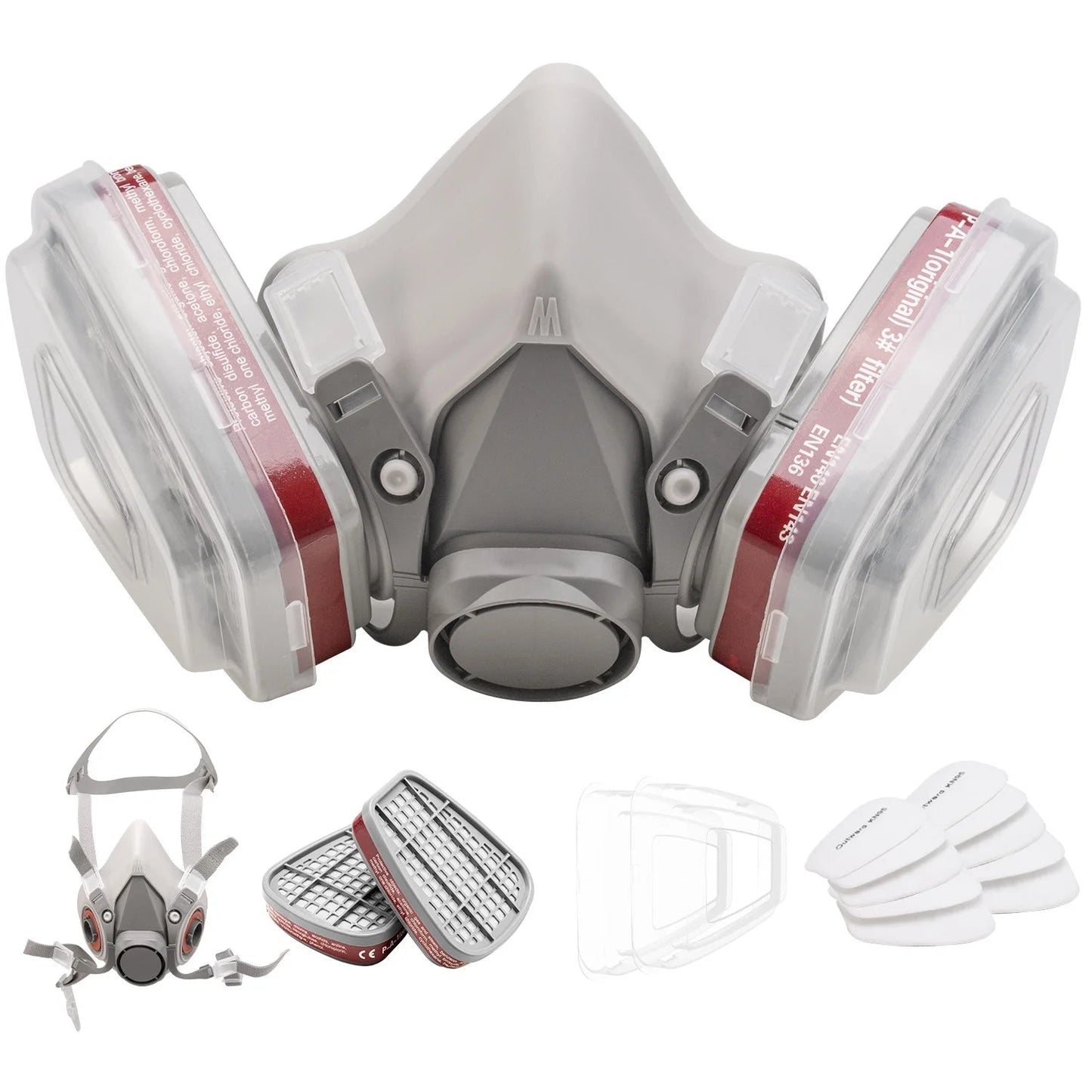 17 in 1 Half Face Gas Mask Facepiece Spray Painting Respirator Safety Suit 6200