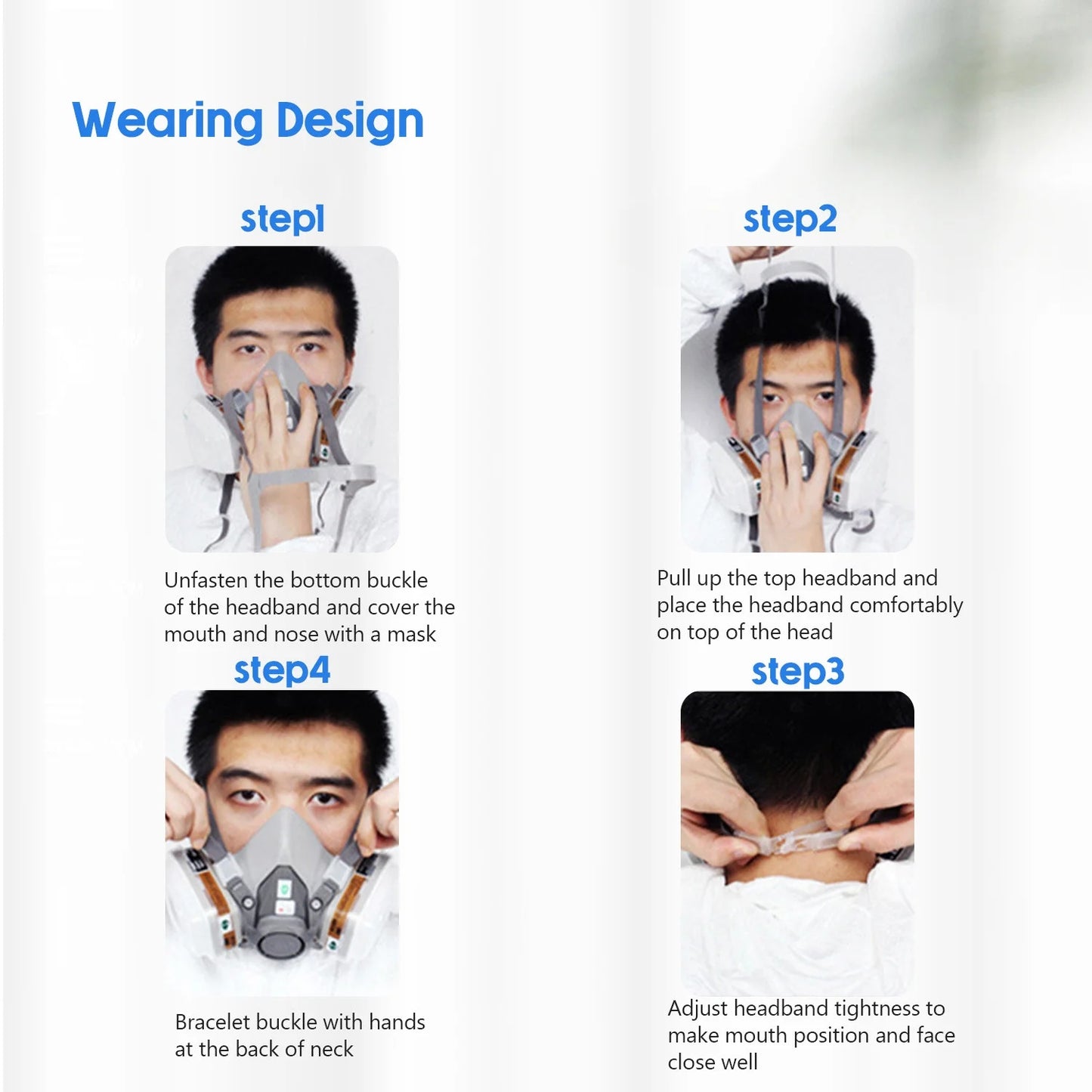 17 in 1 Half Face Gas Mask Facepiece Spray Painting Respirator Safety Suit 6200