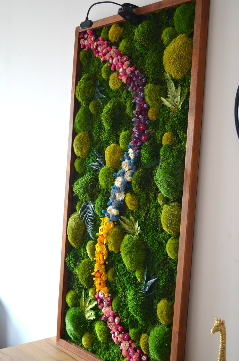 Single Pathway Floral Moss Wall Art - Bright America LLC