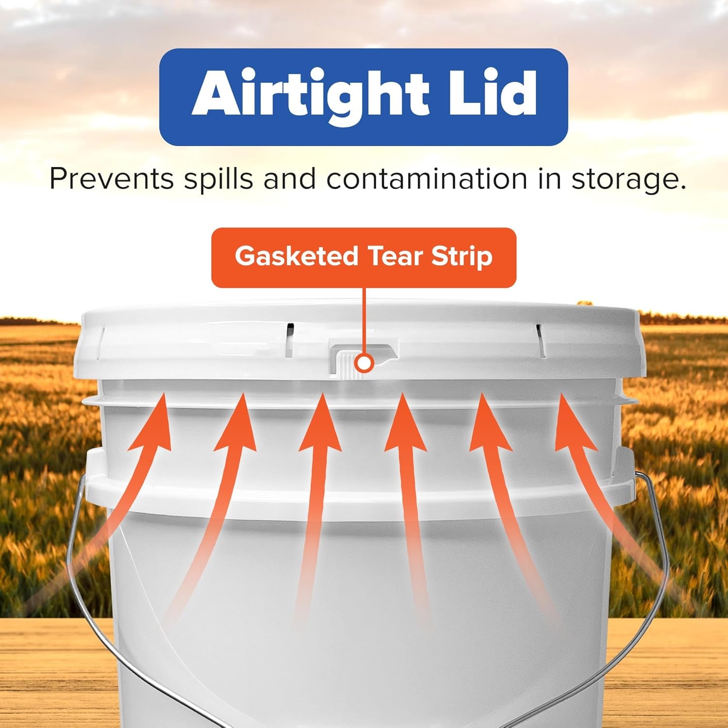 White 5-Gallon Bucket with Lid | Made in USA | Food Grade | Heavy-Duty Extra Durable Plastic Bucket | Multi-Use Food Grade Buckets with Lids | Easy Stack and Store | BPA Free | 6 Pack