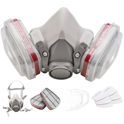 17 in 1 Half Face Gas Mask Facepiece Spray Painting Respirator Safety Suit 6200