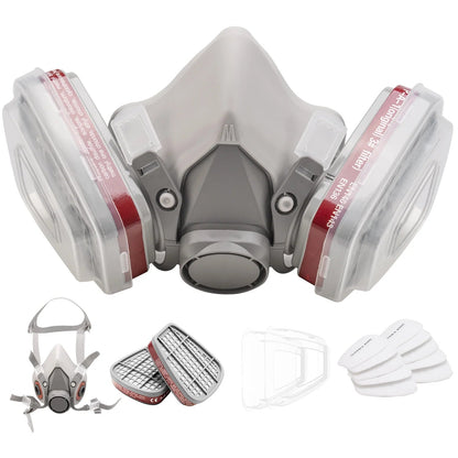 17 in 1 Half Face Gas Mask Facepiece Spray Painting Respirator Safety Suit 6200