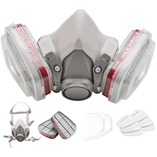 17 in 1 Half Face Gas Mask Facepiece Spray Painting Respirator Safety Suit 6200