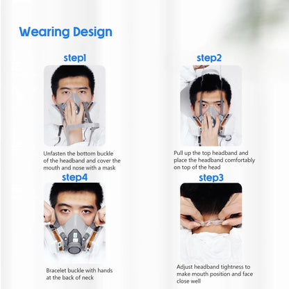 17 in 1 Half Face Gas Mask Facepiece Spray Painting Respirator Safety Suit 6200